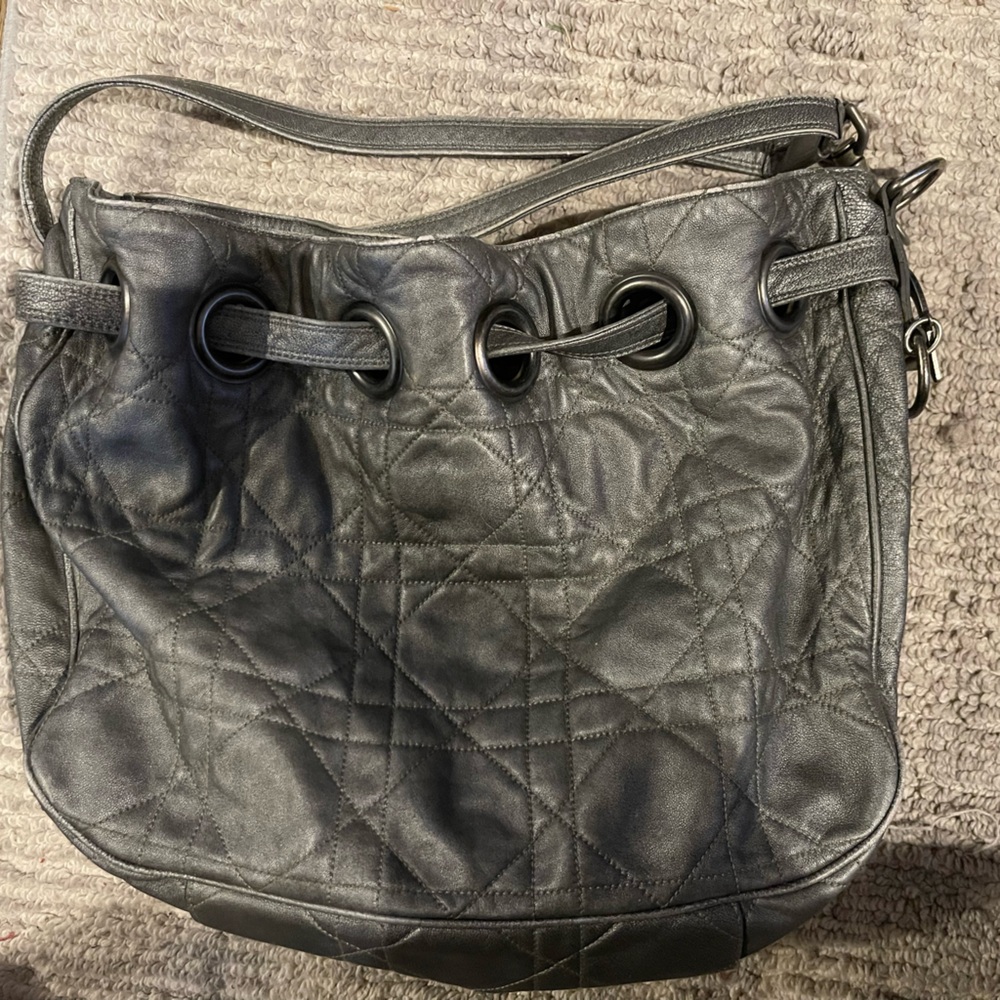 christian dior cannage drawstring bag